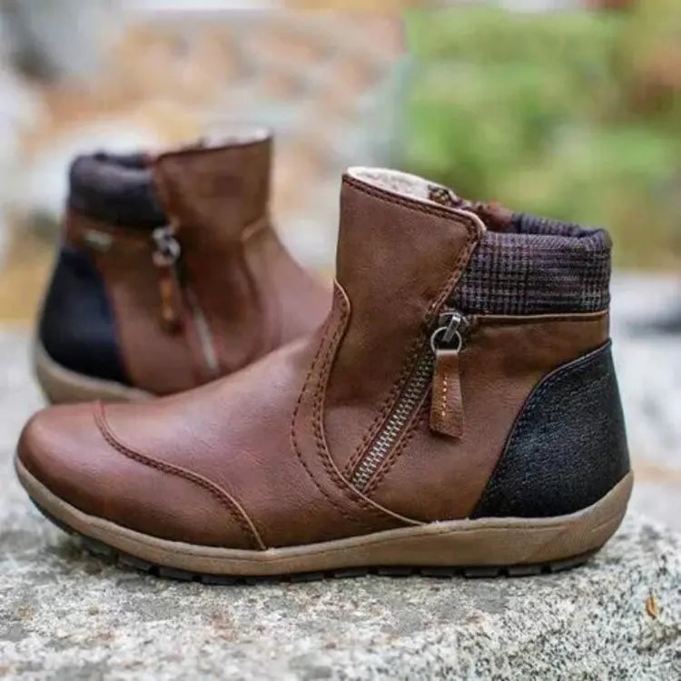 Waterproof Ankle Boots for Women – Warm Faux Fur Lined Winter Boots with Side Zip, Snow and Rain Booties