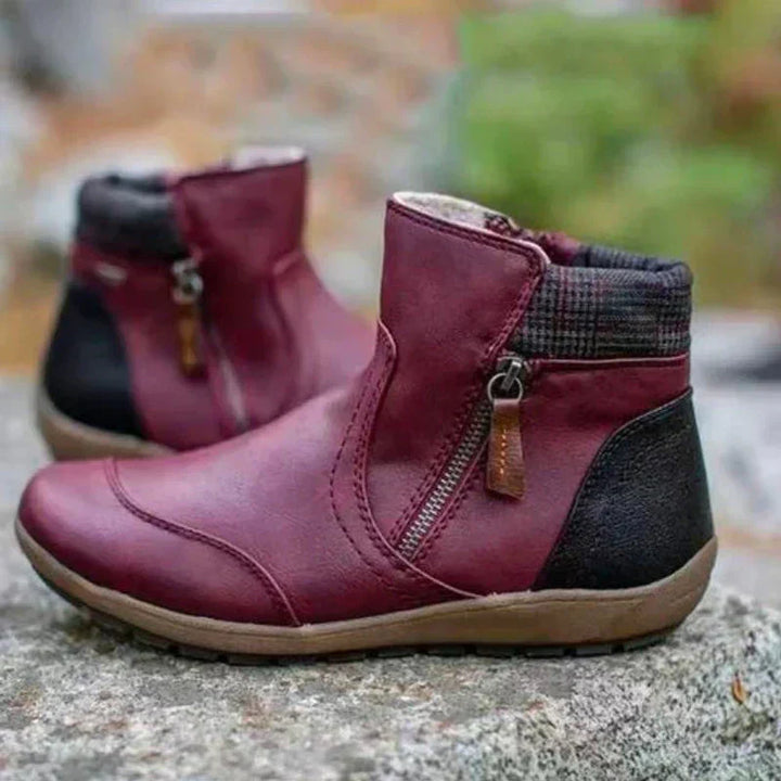 Waterproof Ankle Boots for Women – Warm Faux Fur Lined Winter Boots with Side Zip, Snow and Rain Booties