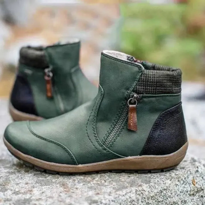 Waterproof Ankle Boots for Women – Warm Faux Fur Lined Winter Boots with Side Zip, Snow and Rain Booties