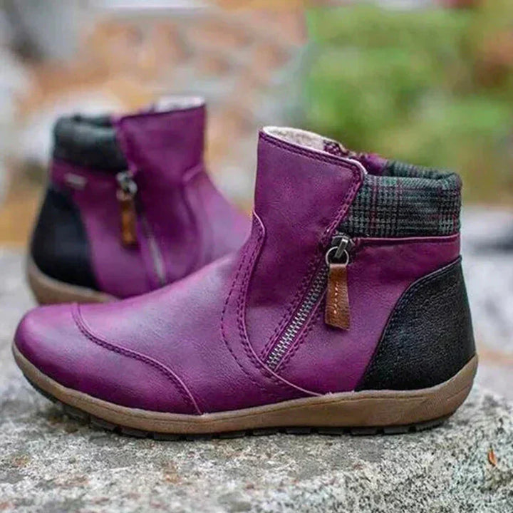 Waterproof Ankle Boots for Women – Warm Faux Fur Lined Winter Boots with Side Zip, Snow and Rain Booties