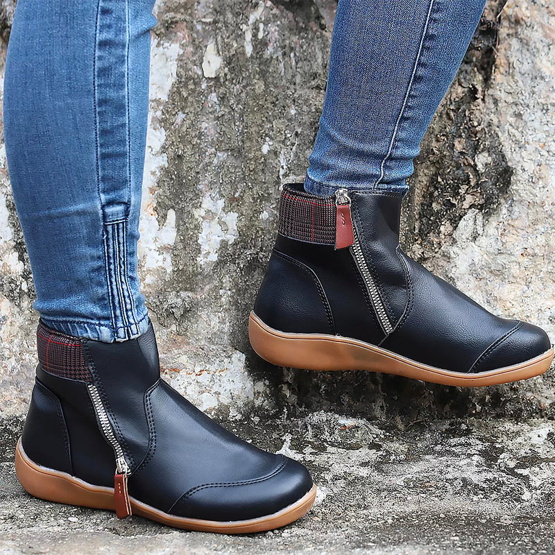 Waterproof Ankle Boots for Women – Warm Faux Fur Lined Winter Boots with Side Zip, Snow and Rain Booties