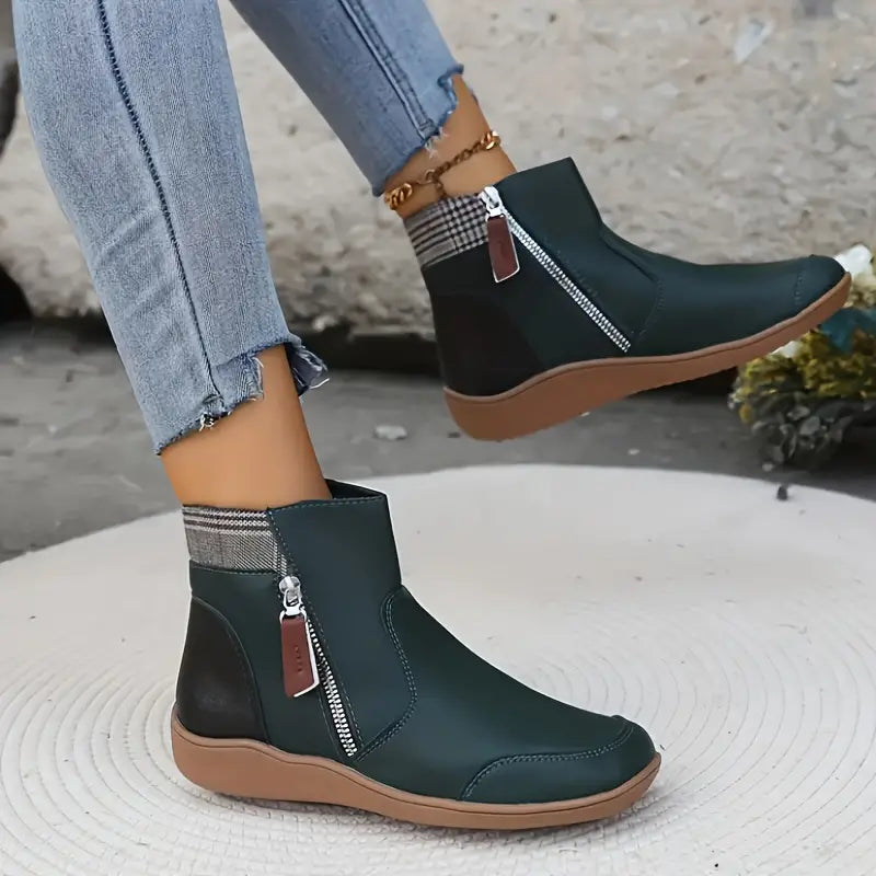 Waterproof Ankle Boots for Women – Warm Faux Fur Lined Winter Boots with Side Zip, Snow and Rain Booties
