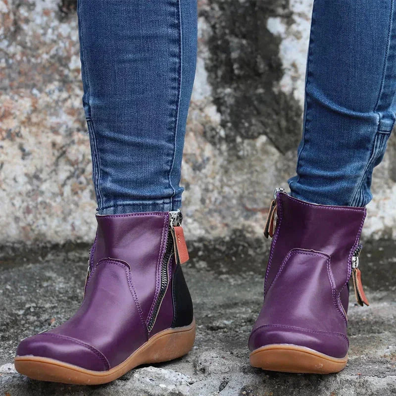 Waterproof Ankle Boots for Women – Warm Faux Fur Lined Winter Boots with Side Zip, Snow and Rain Booties