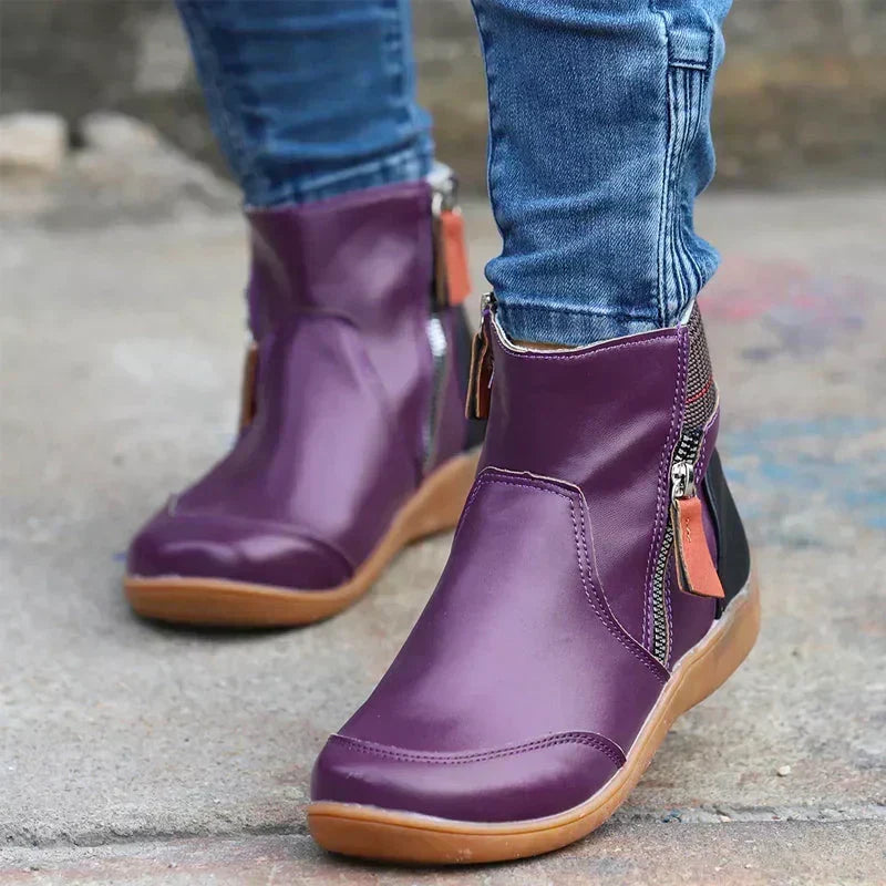 Waterproof Ankle Boots for Women – Warm Faux Fur Lined Winter Boots with Side Zip, Snow and Rain Booties