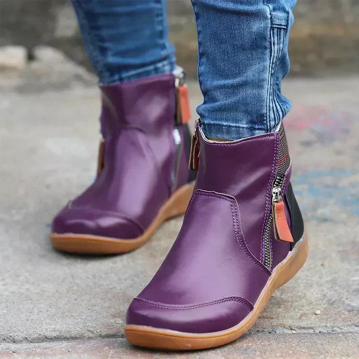 Waterproof Ankle Boots for Women – Warm Faux Fur Lined Winter Boots with Side Zip, Snow and Rain Booties
