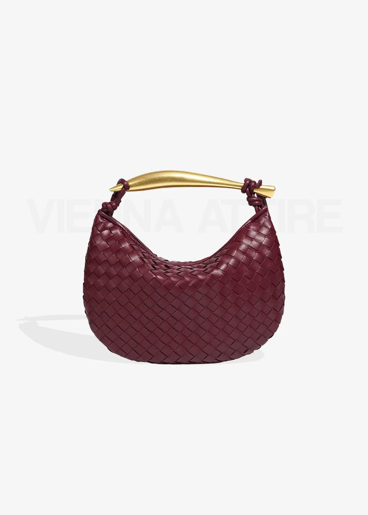 Alexandra – Borsa con Motivo Intrecciato e Manico Dorato