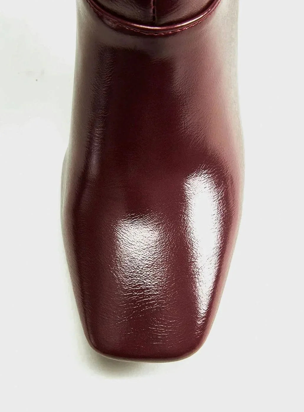 Burgundy Knee High Boots for Women – Square Toe Stiletto Heel Faux Leather Tall Boots, Fall Fashion Boots