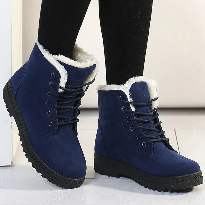 Winter Boots for Women – Lace Up Faux Fur Lined Ankle Boots, Warm Snow Booties for Cold Weather in Black, Blue, Red, Brown