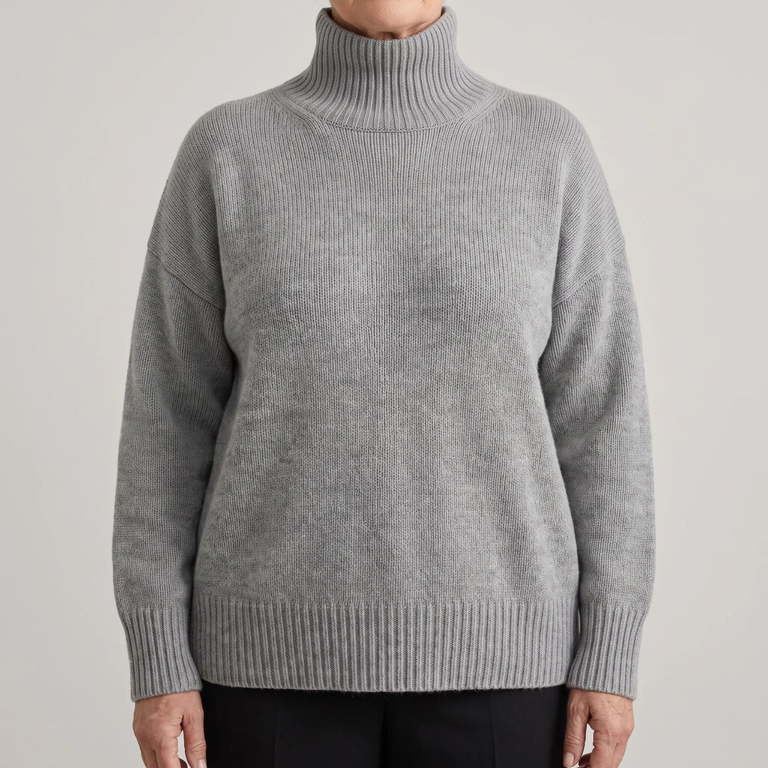 Ribbed Turtleneck Sweater for Women – Oversized Drop Shoulder Knit Pullover, Chunky Fall and Winter Sweater