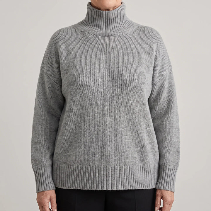 Ribbed Turtleneck Sweater for Women – Oversized Drop Shoulder Knit Pullover, Chunky Fall and Winter Sweater