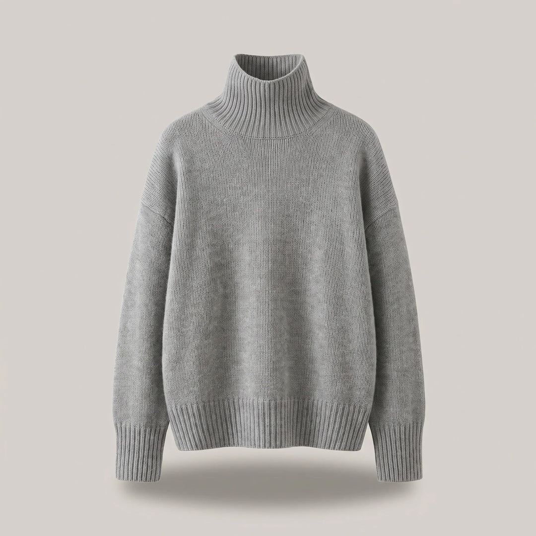 Ribbed Turtleneck Sweater for Women – Oversized Drop Shoulder Knit Pullover, Chunky Fall and Winter Sweater