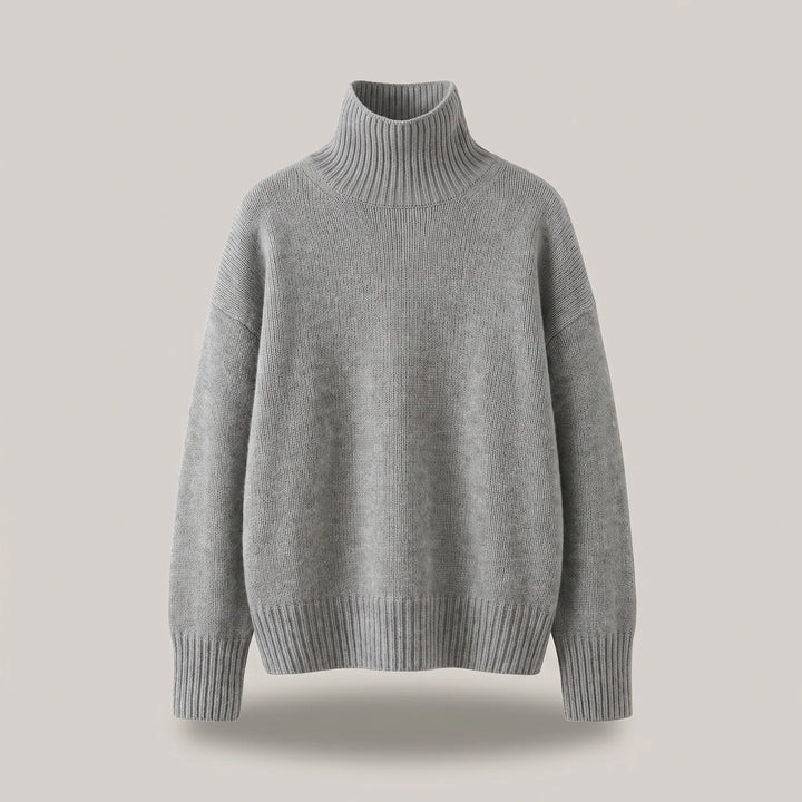 Ribbed Turtleneck Sweater for Women – Oversized Drop Shoulder Knit Pullover, Chunky Fall and Winter Sweater