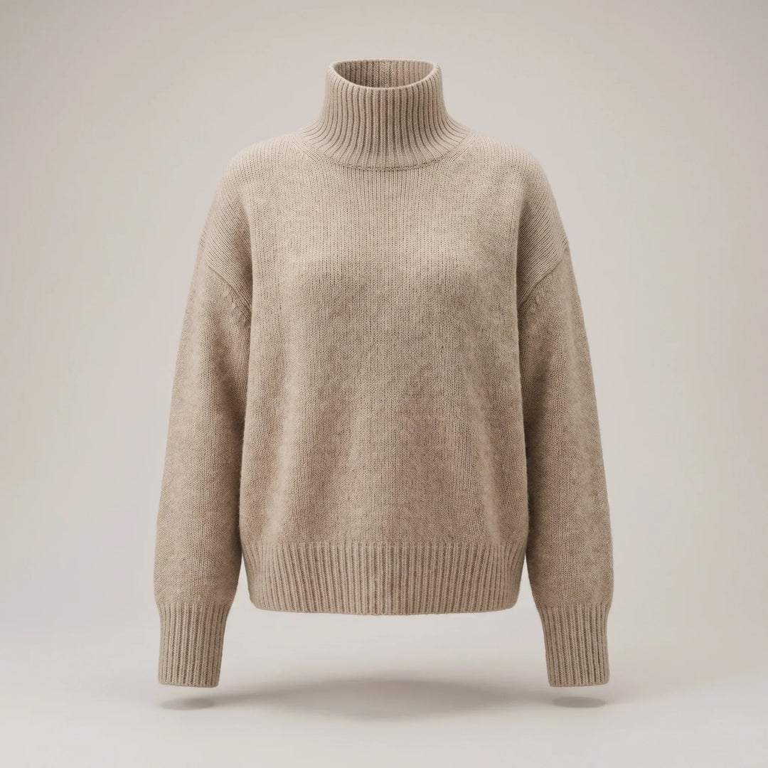Ribbed Turtleneck Sweater for Women – Oversized Drop Shoulder Knit Pullover, Chunky Fall and Winter Sweater