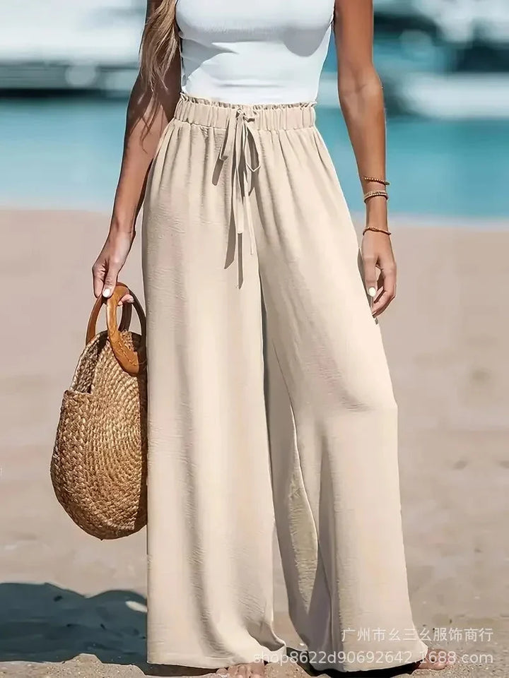Palazzo Pants for Women – High Waisted Wide Leg Pants with Tie Waist, Flowy Casual Trousers