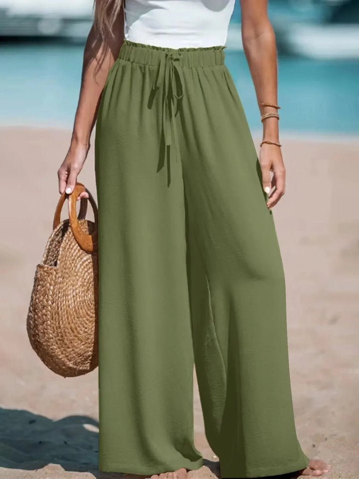 Palazzo Pants for Women – High Waisted Wide Leg Pants with Tie Waist, Flowy Casual Trousers