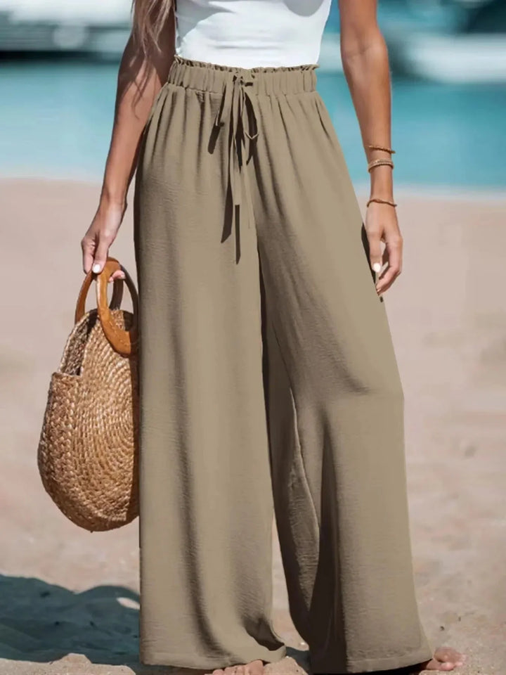 Palazzo Pants for Women – High Waisted Wide Leg Pants with Tie Waist, Flowy Casual Trousers