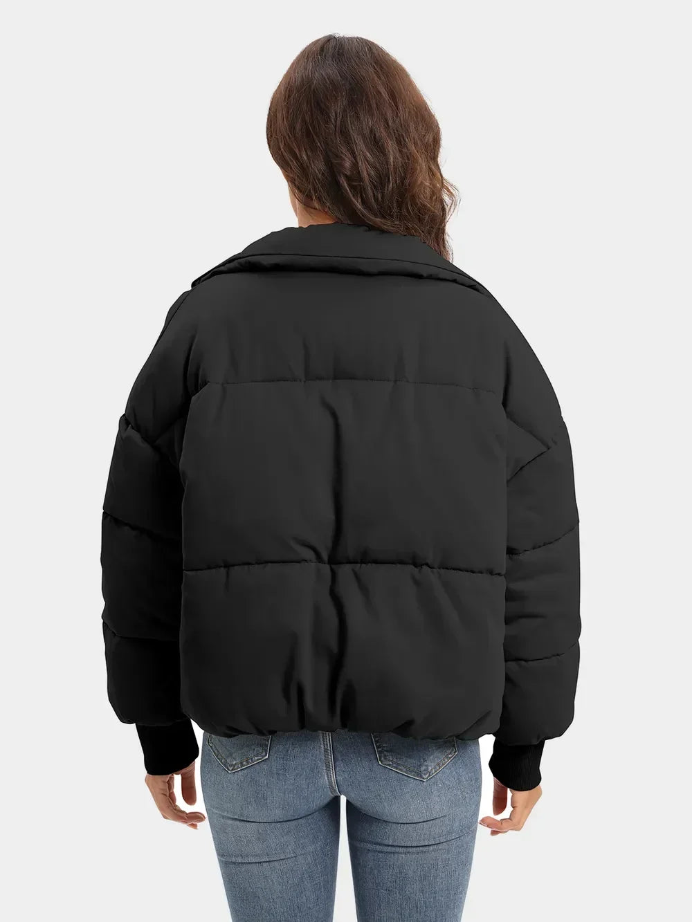 Turtleneck Puffer Jacket for Women – Zip Up Quilted Winter Coat with High Neck, Warm Puffer in Cream, Black, Camel