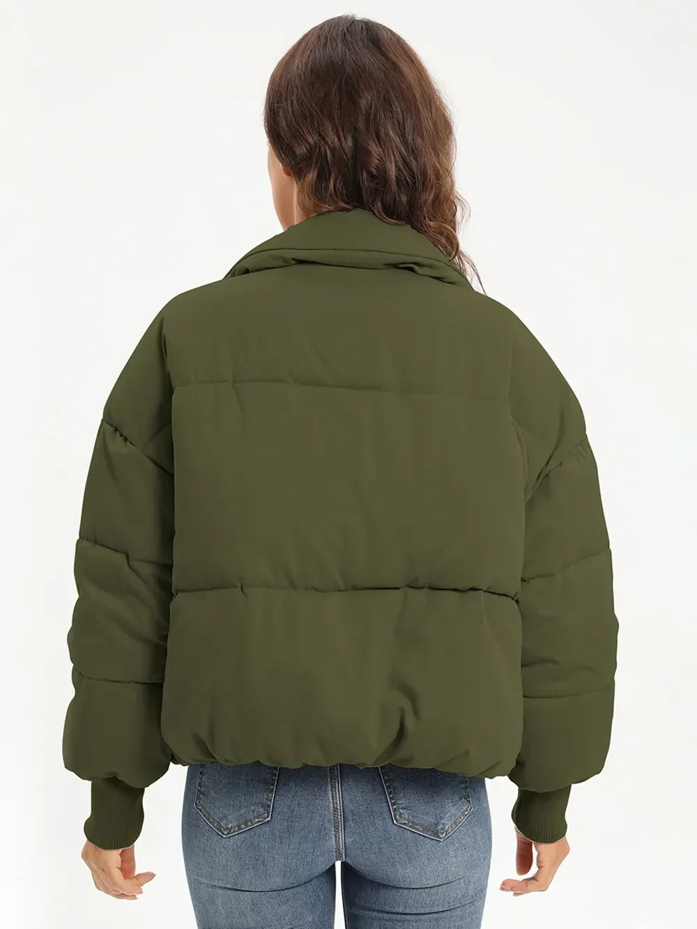 Turtleneck Puffer Jacket for Women – Zip Up Quilted Winter Coat with High Neck, Warm Puffer in Cream, Black, Camel