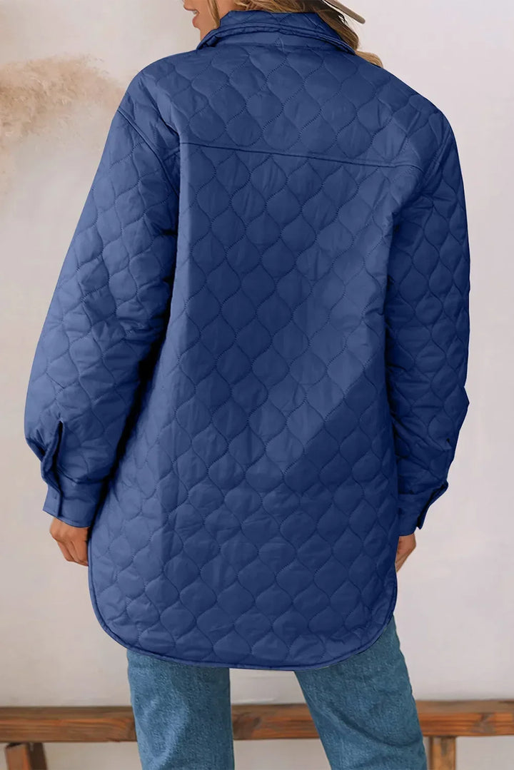 Diamond Quilted Jacket for Women – Collared Snap Front Lightweight Barn Jacket, Classic Fall Outerwear