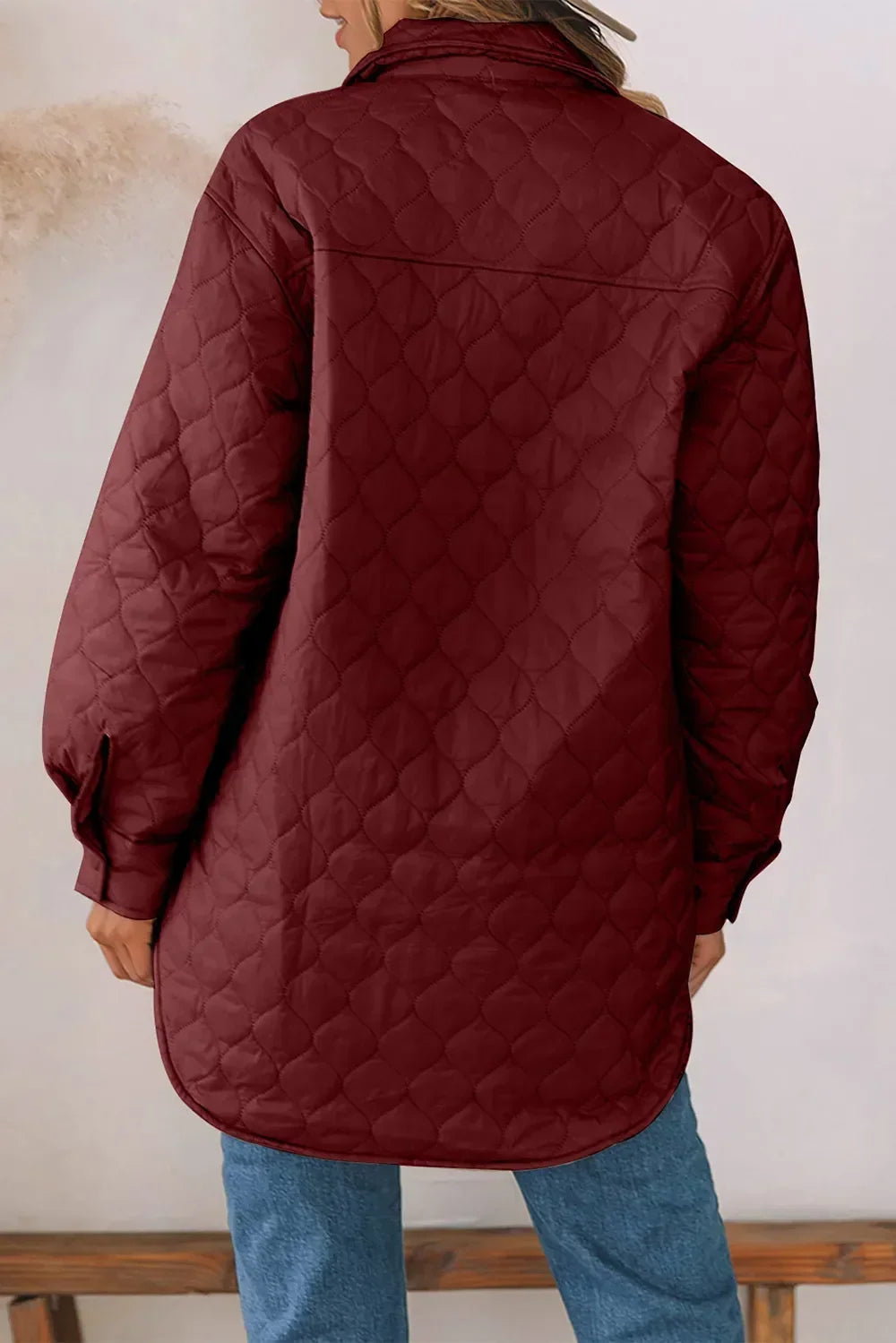 Diamond Quilted Jacket for Women – Collared Snap Front Lightweight Barn Jacket, Classic Fall Outerwear
