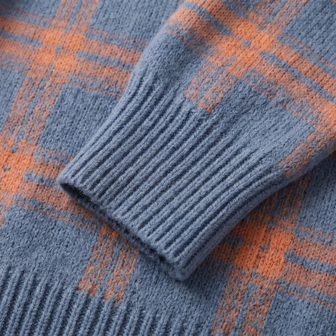 Plaid Cardigan Sweater for Women – Collared Button Front Long Sleeve Knit, Retro Fall Sweater