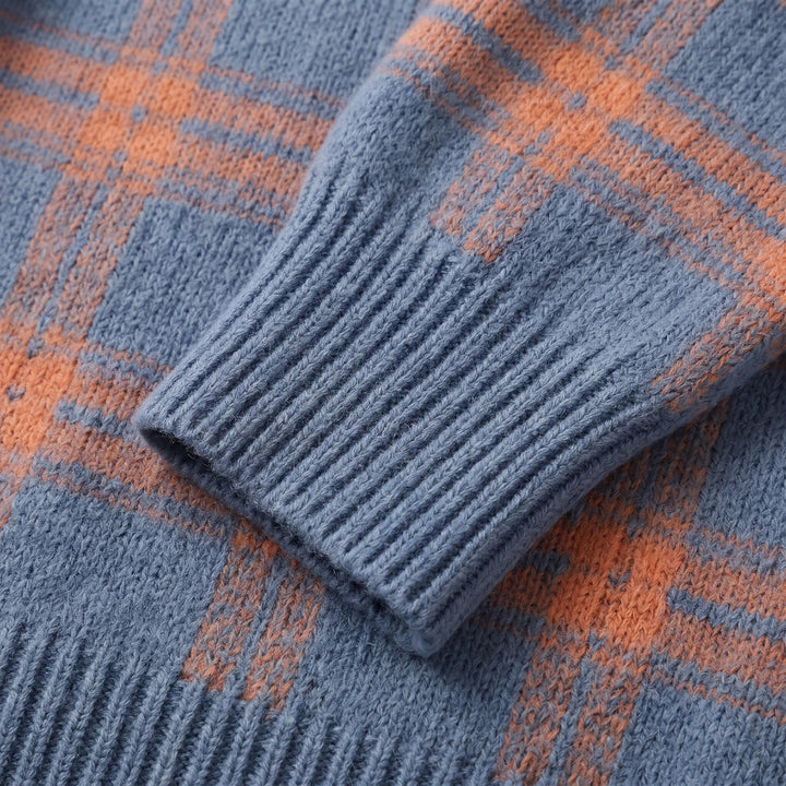 Plaid Cardigan Sweater for Women – Collared Button Front Long Sleeve Knit, Retro Fall Sweater