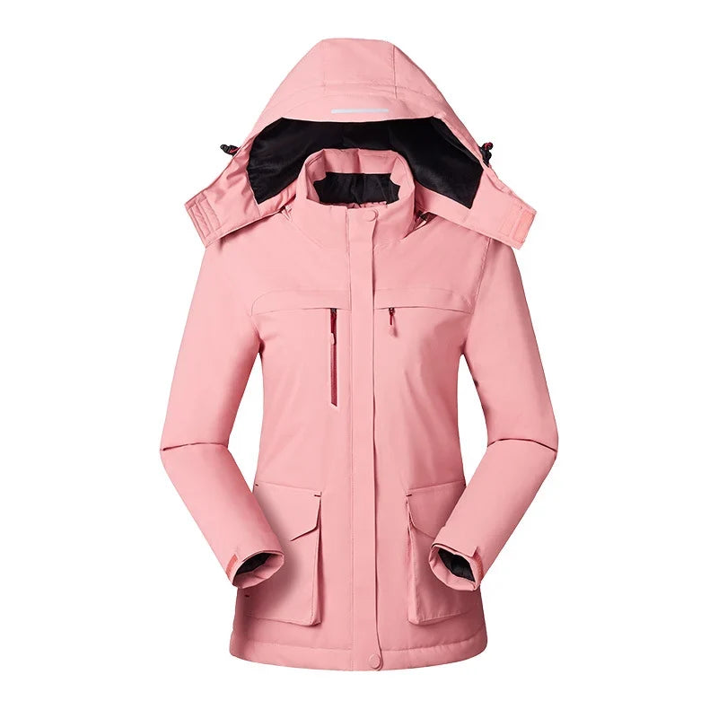 Waterproof Rain Jacket for Women – Fleece Lined Hooded Winter Jacket, Warm Outdoor Coat for Walking and Travel