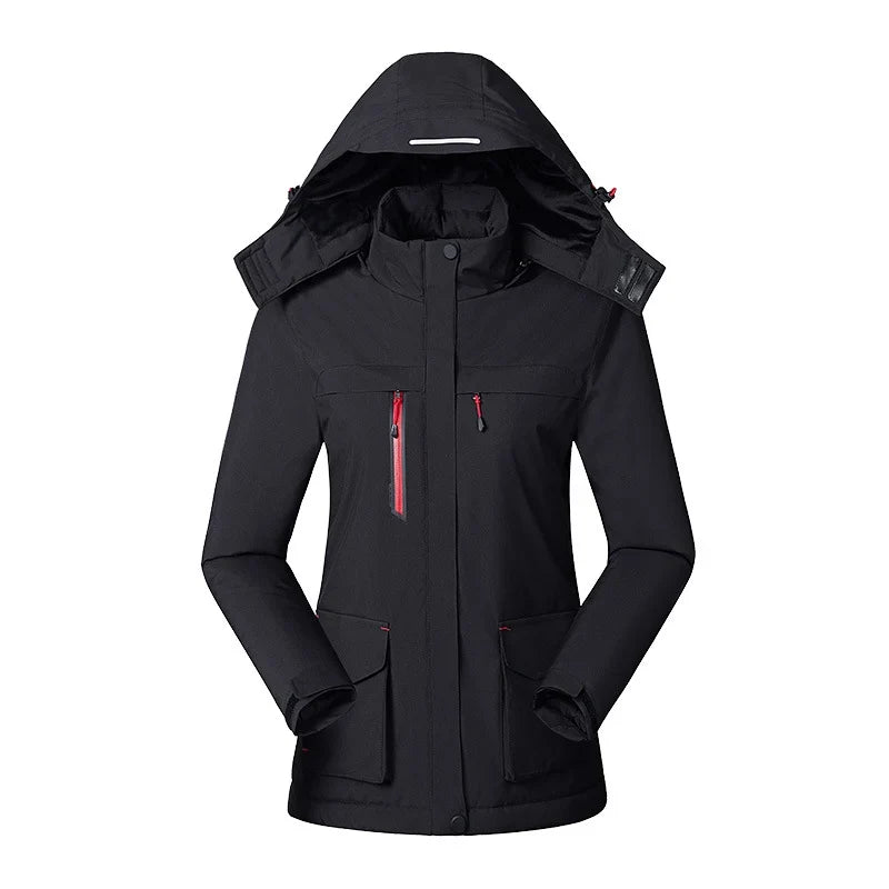 Waterproof Rain Jacket for Women – Fleece Lined Hooded Winter Jacket, Warm Outdoor Coat for Walking and Travel