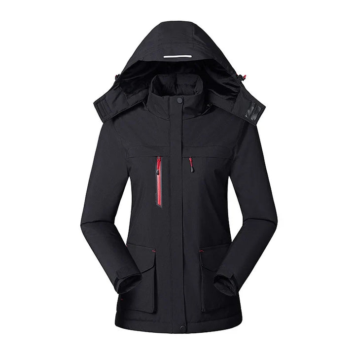 Waterproof Rain Jacket for Women – Fleece Lined Hooded Winter Jacket, Warm Outdoor Coat for Walking and Travel