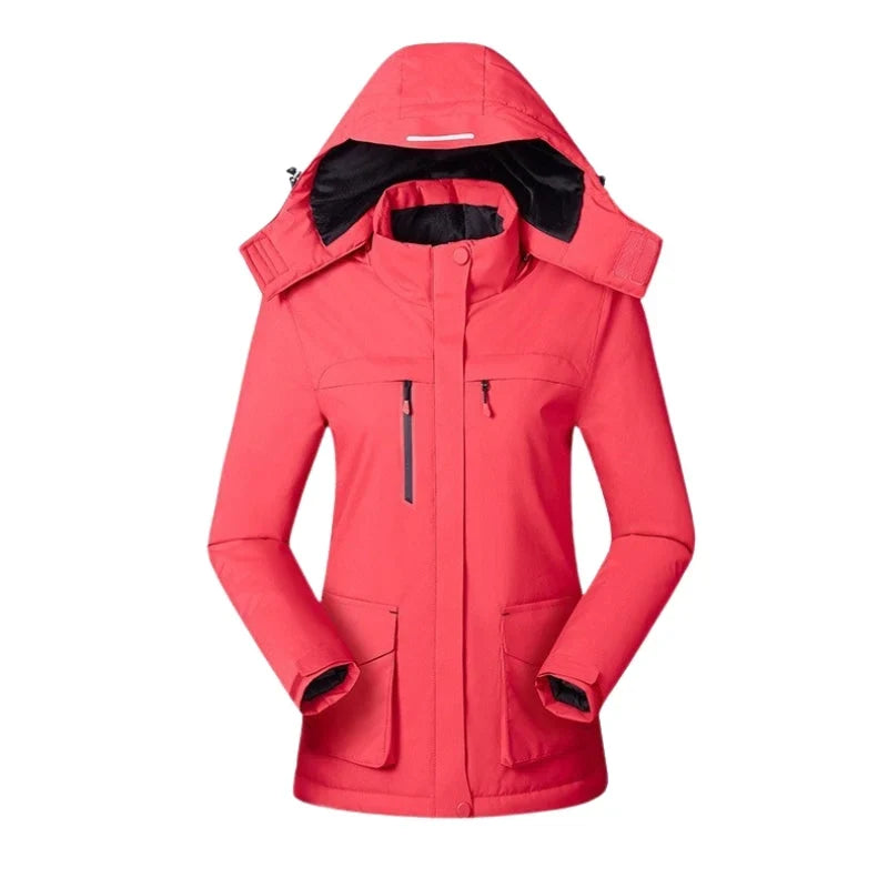 Waterproof Rain Jacket for Women – Fleece Lined Hooded Winter Jacket, Warm Outdoor Coat for Walking and Travel