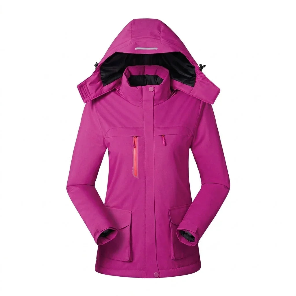 Waterproof Rain Jacket for Women – Fleece Lined Hooded Winter Jacket, Warm Outdoor Coat for Walking and Travel