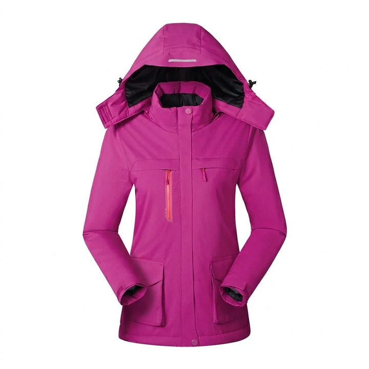 Waterproof Rain Jacket for Women – Fleece Lined Hooded Winter Jacket, Warm Outdoor Coat for Walking and Travel