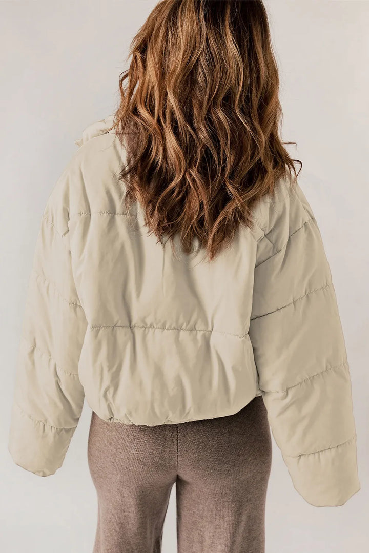Winter Coat for Women – Stand Collar Zip Up Long Sleeve Coat in Brick Red, Cream, Taupe, Warm Cold Weather Jacket