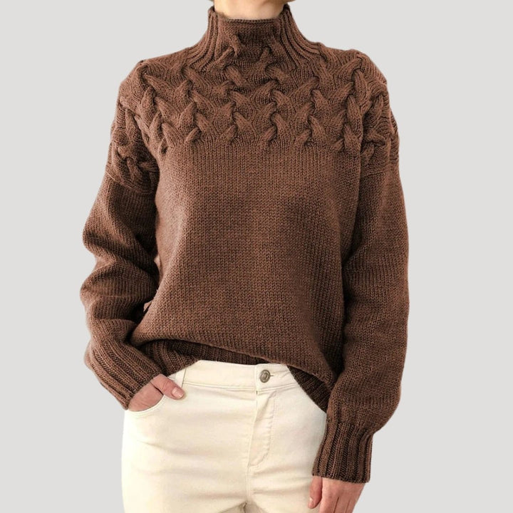 Effortless Sweaters for Women with Cable Knit Turtleneck Pullover Relaxed Fit