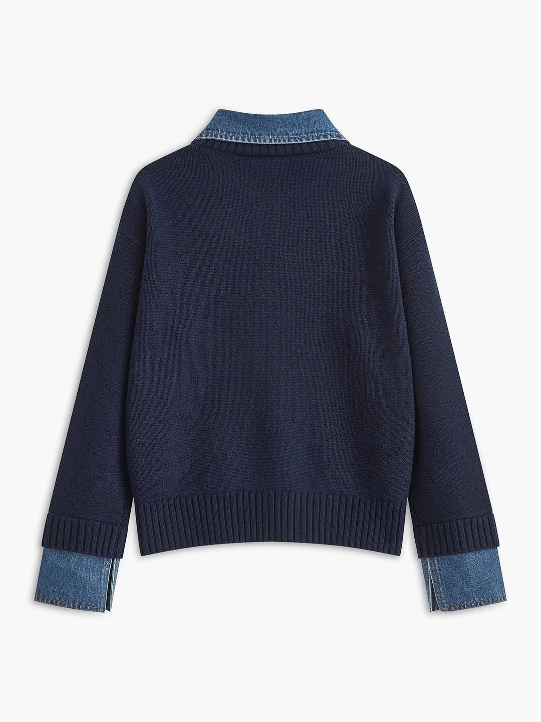 Stylish Polo Shirts for Women with Denim Collar Knit Sweater Design