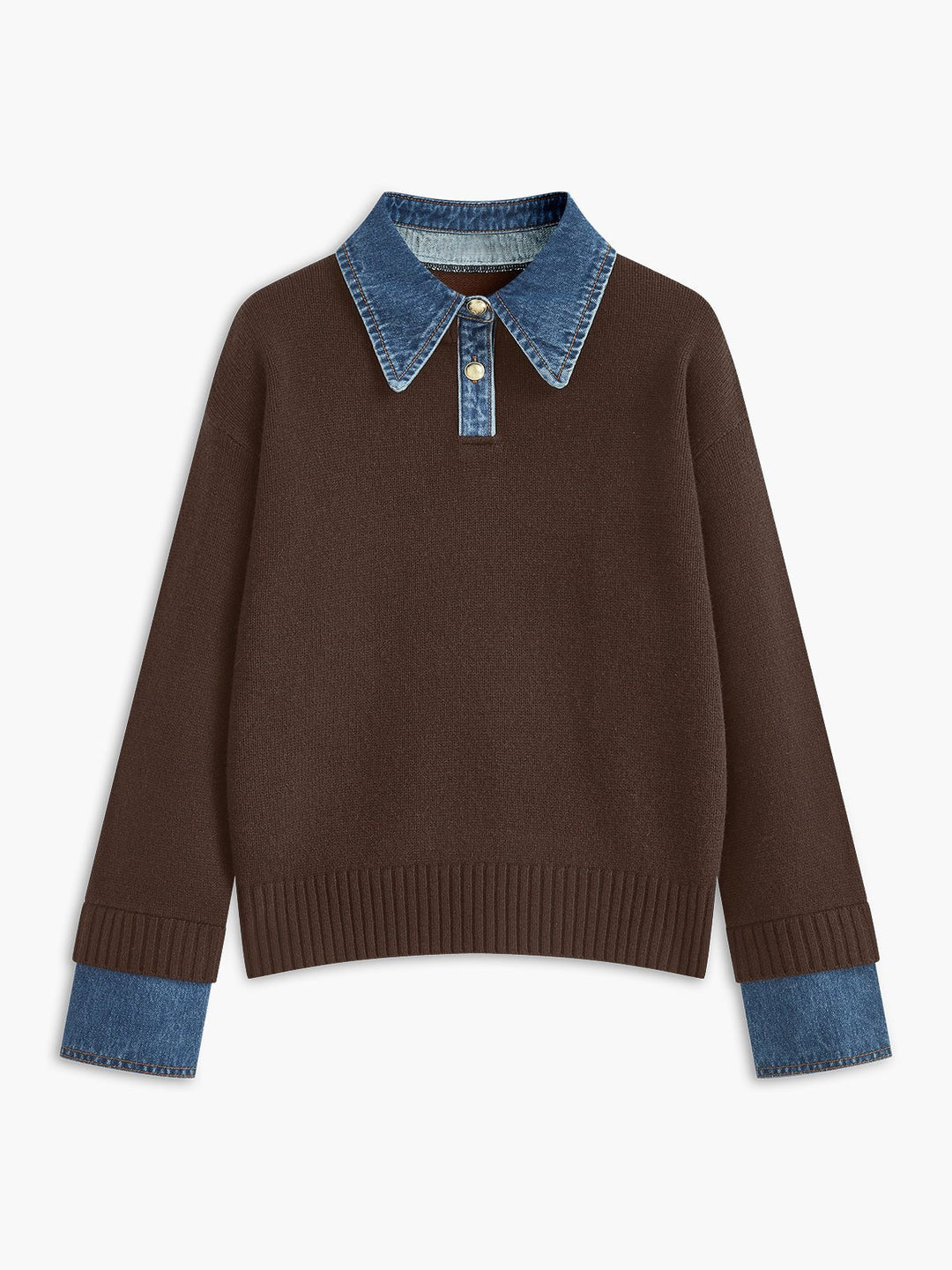 Stylish Polo Shirts for Women with Denim Collar Knit Sweater Design