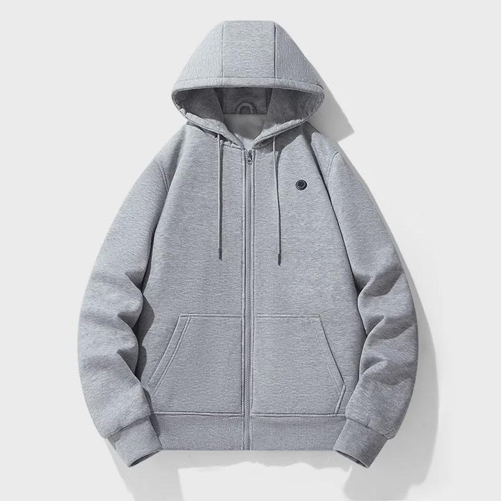 Comfortable Gray Zip Up Hoodie for Women with Hooded Long Sleeve Heated Kangaroo Pocket Relaxed Style
