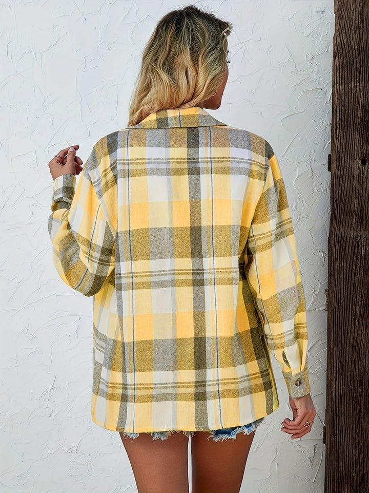 Effortless Plaid Flannel Cardigan Sweater for Women with Open Front Oversized Long Sleeve Shirt