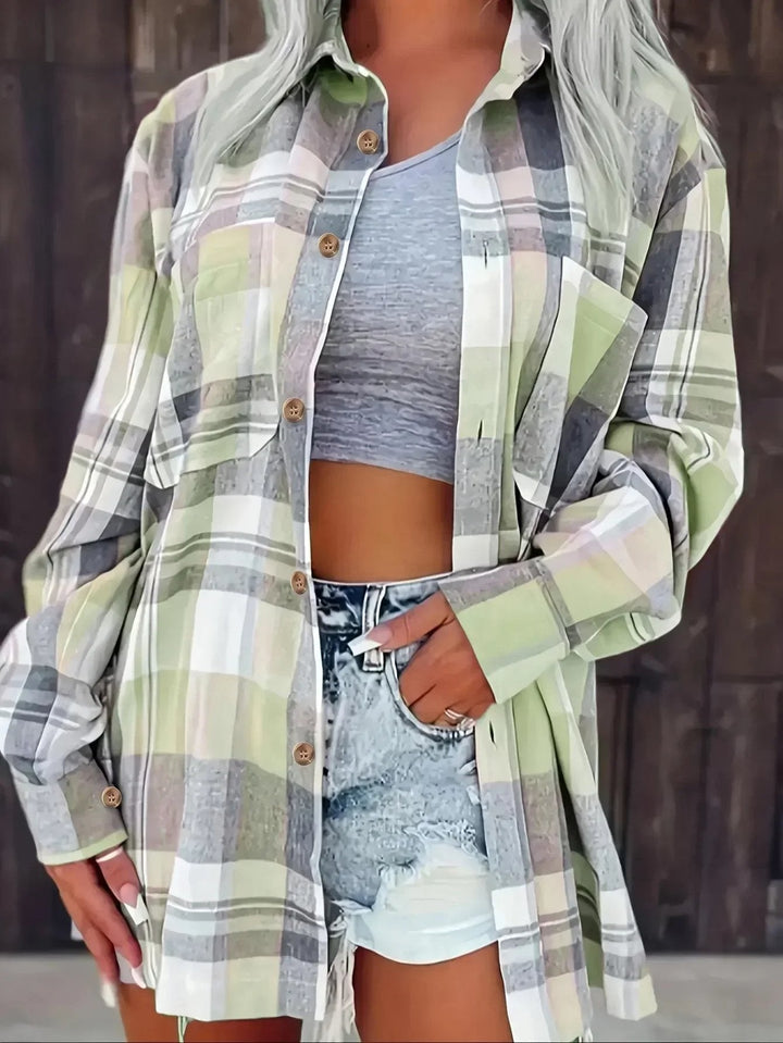 Effortless Plaid Flannel Cardigan Sweater for Women with Open Front Oversized Long Sleeve Shirt
