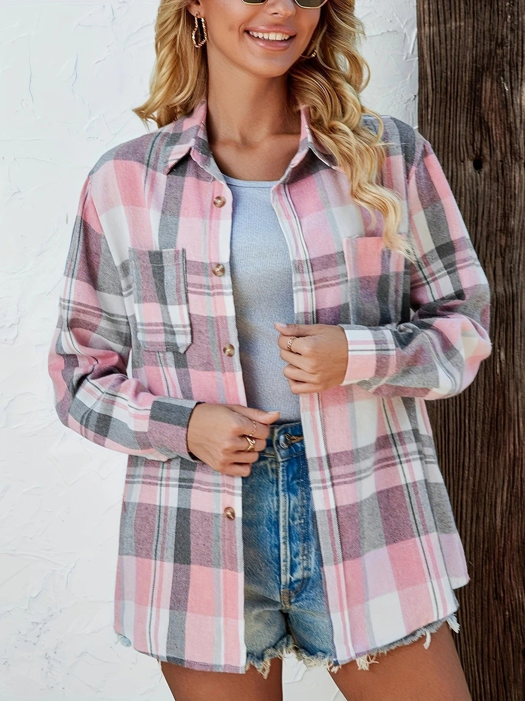 Effortless Plaid Flannel Cardigan Sweater for Women with Open Front Oversized Long Sleeve Shirt