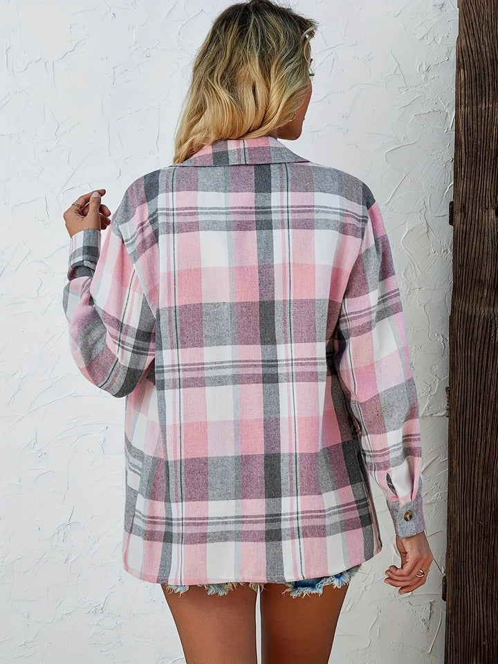 Effortless Plaid Flannel Cardigan Sweater for Women with Open Front Oversized Long Sleeve Shirt