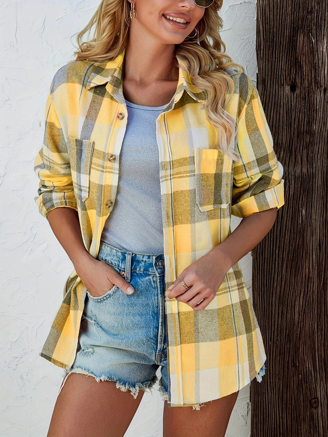 Effortless Plaid Flannel Cardigan Sweater for Women with Open Front Oversized Long Sleeve Shirt