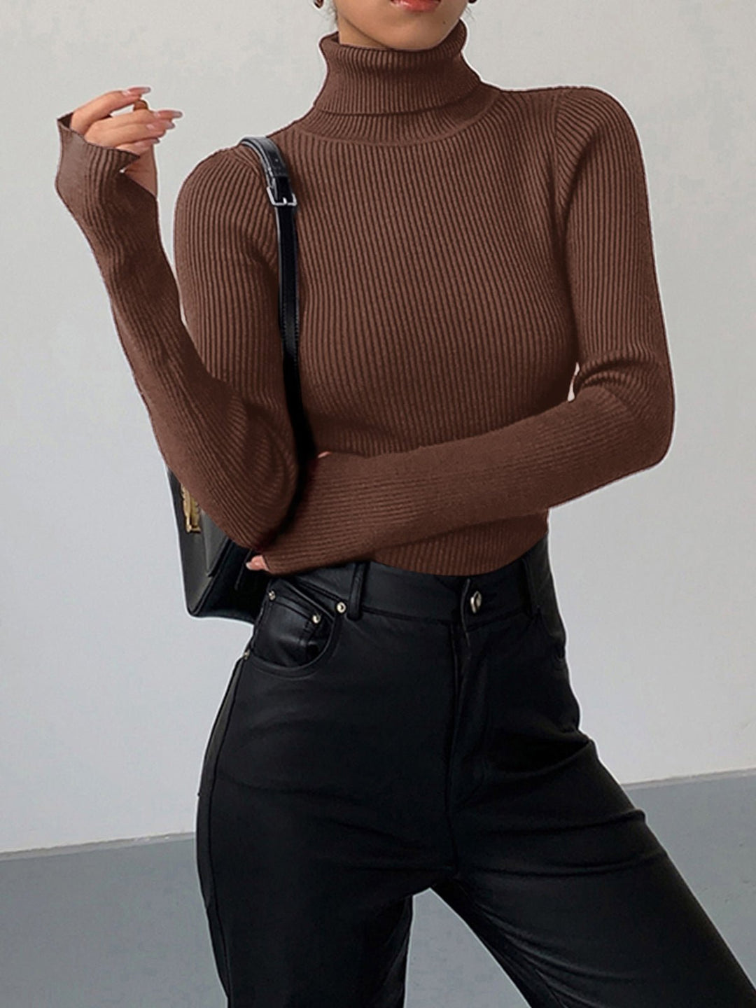 Effortless Sweaters for Women with Ribbed Turtleneck Lightweight Knit