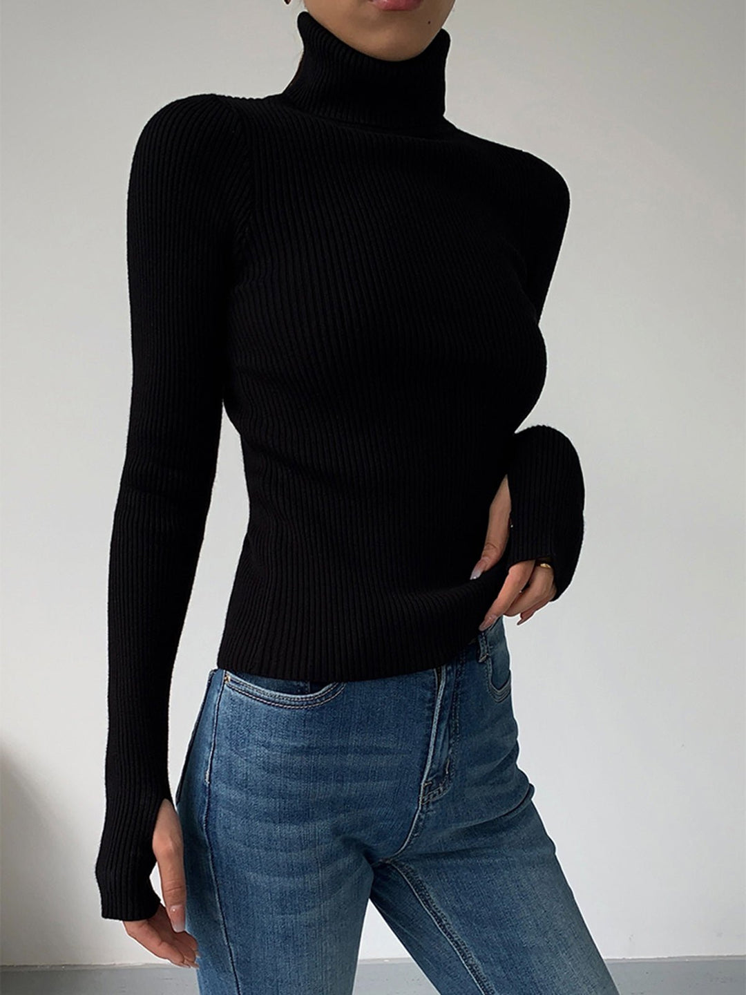Effortless Sweaters for Women with Ribbed Turtleneck Lightweight Knit